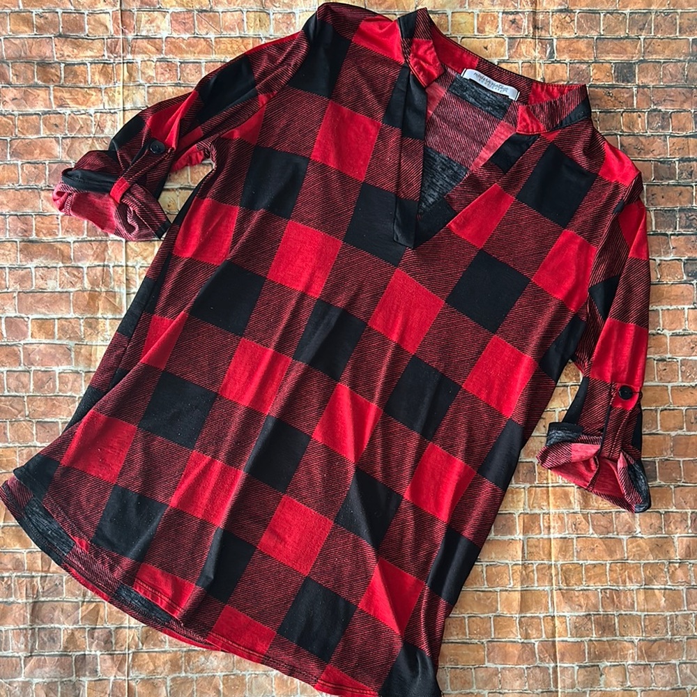 Modern Vintage Red and Black Blouse